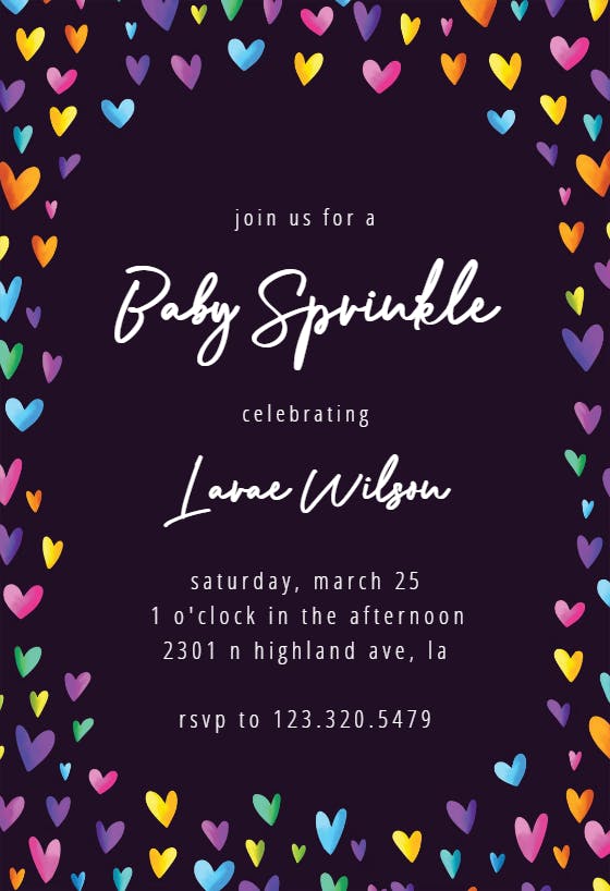 Heart border - baby sprinkle invitation