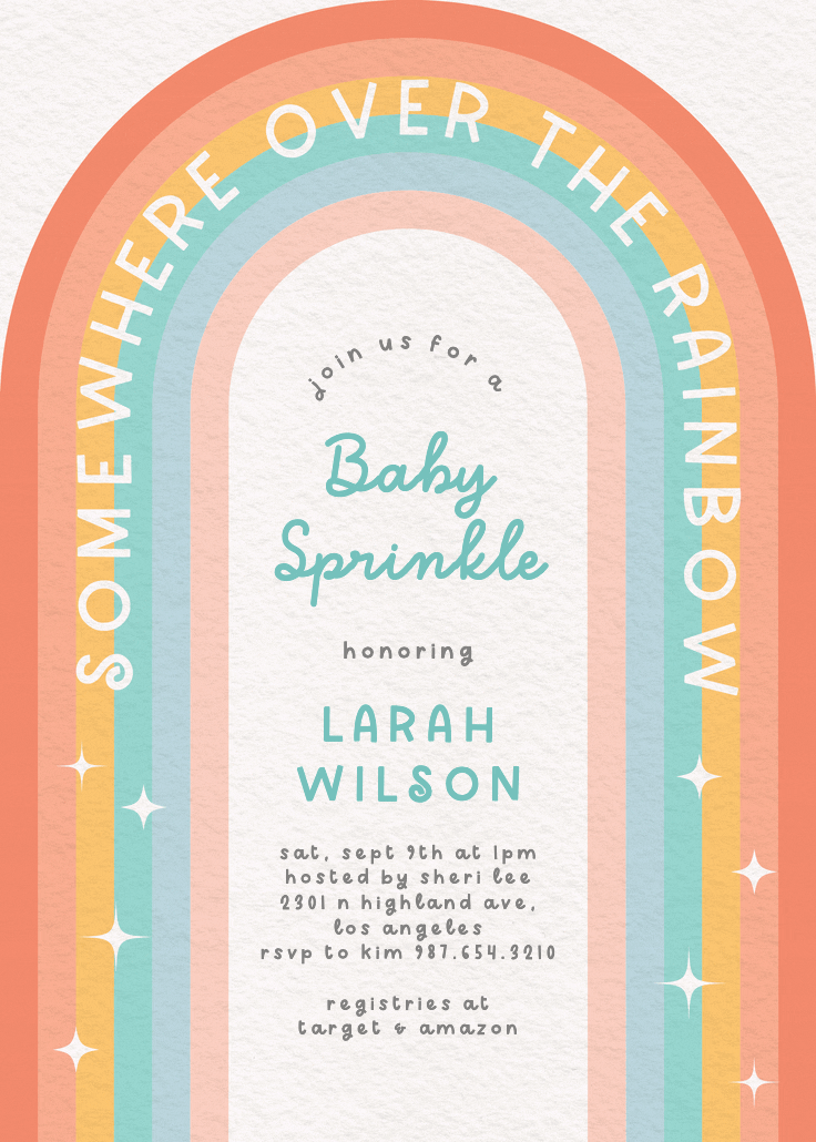 Over the rainbow - invitación para bebé espolvorear