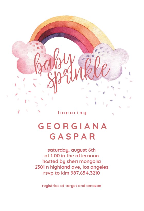 Rainbow & sprinkles -  invitación para bebé espolvorear