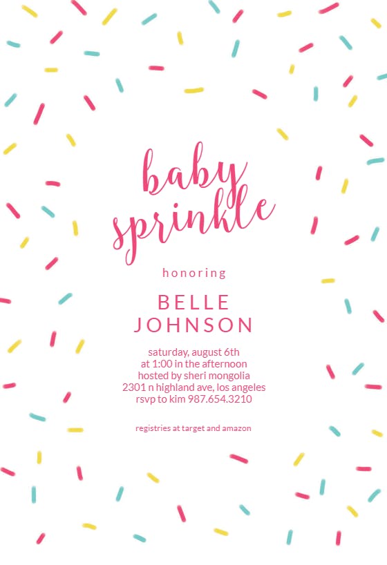 Random sprinkles -  invitación para bebé espolvorear