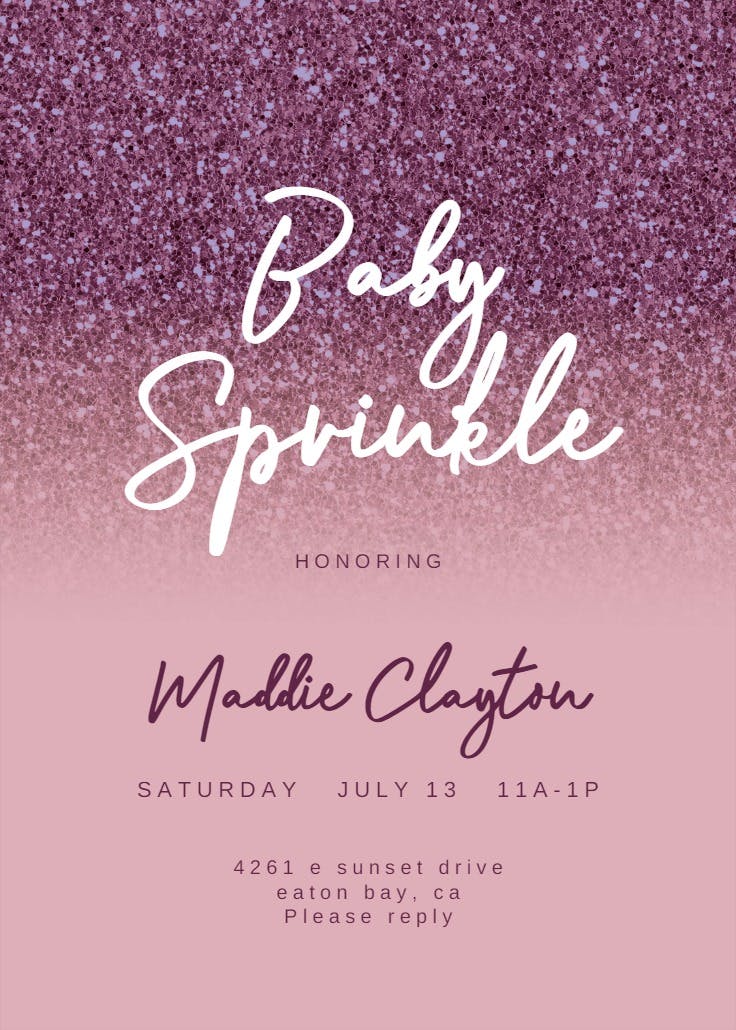 Rose gold glitter - baby sprinkle invitation