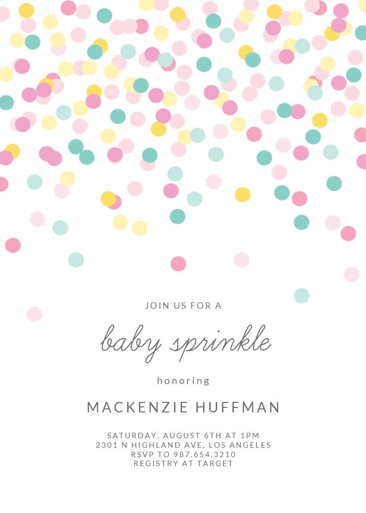 Soft polka dots - baby sprinkle invitation