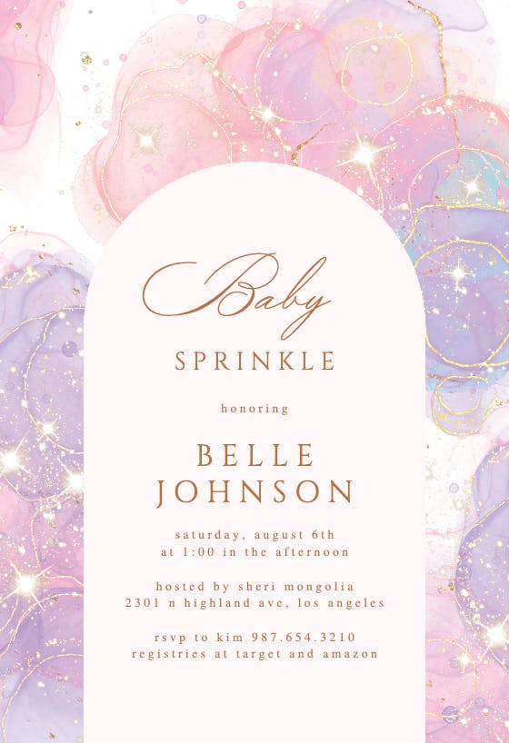 Sparkly night -  invitación para baby shower