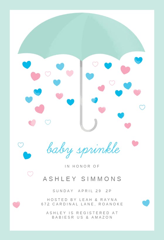 Sprinkle with love -  invitación para bebé espolvorear