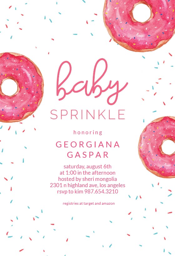 Sprinkled donut -  invitación para bebé espolvorear