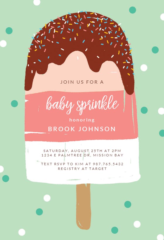 Sprinkled popsicle -  invitación para bebé espolvorear
