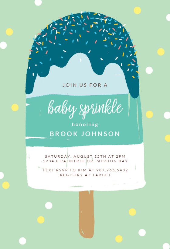 Sprinkled popsicle -  invitación para bebé espolvorear