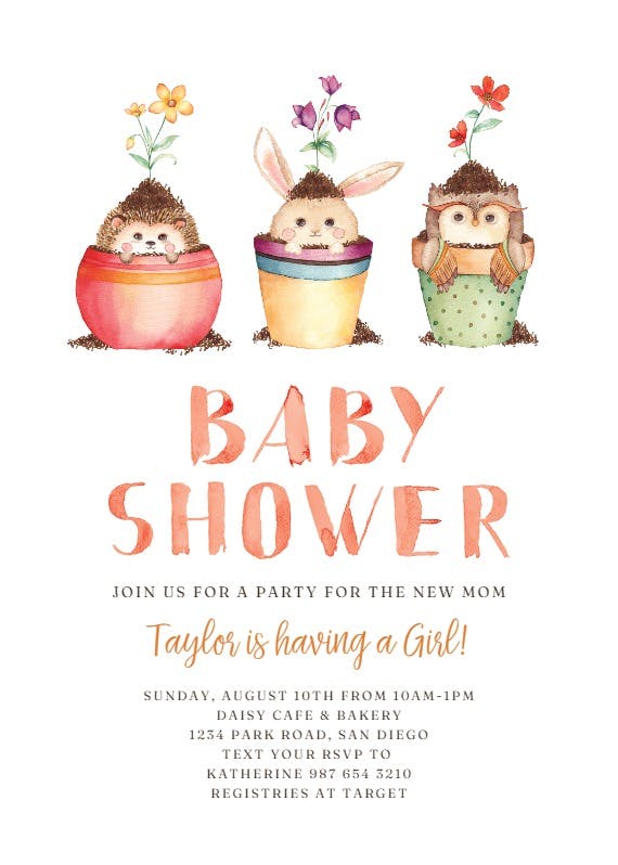 3 happy friends - baby shower invitation