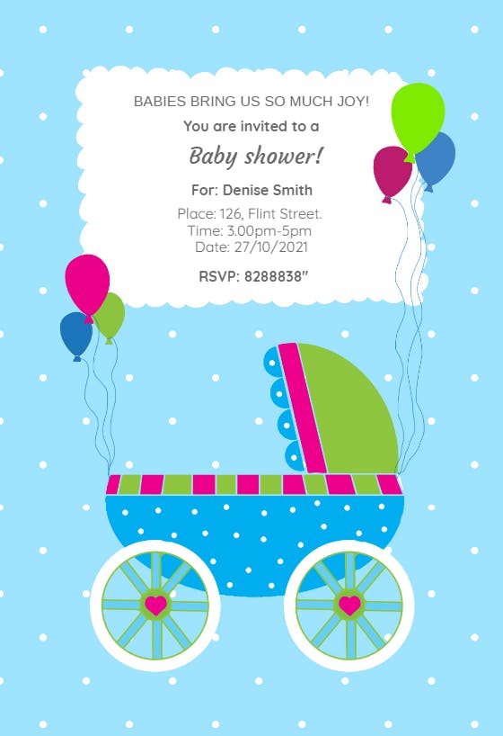 A baby carriage - baby shower invitation