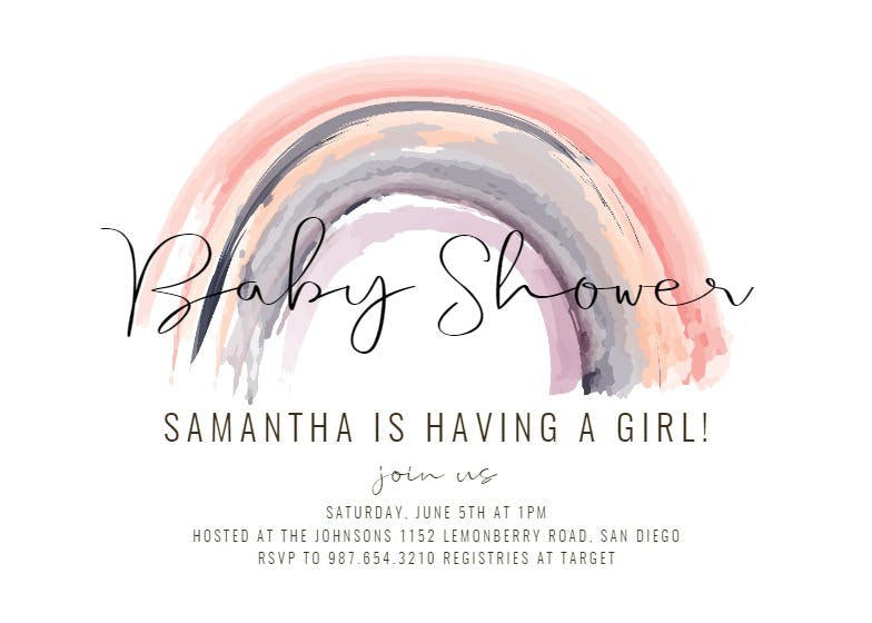Abstract watercolor rainbows - baby shower invitation