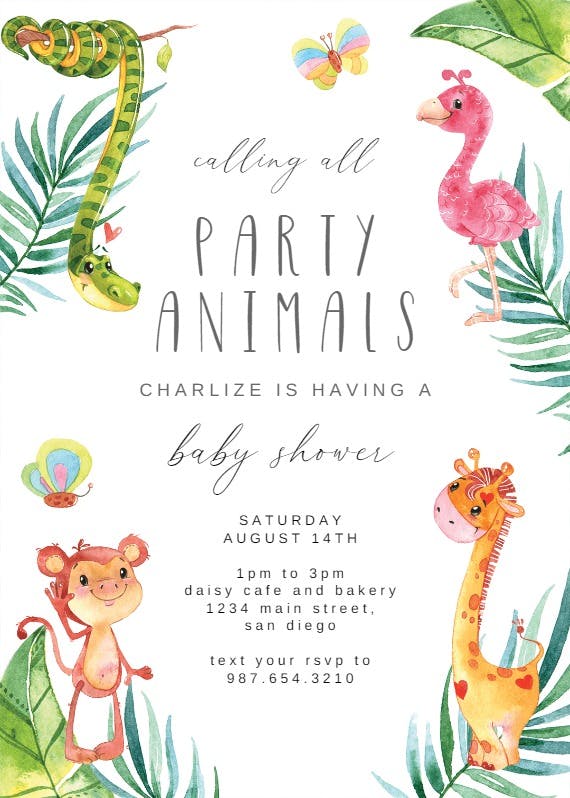 African jungle -  invitación para baby shower