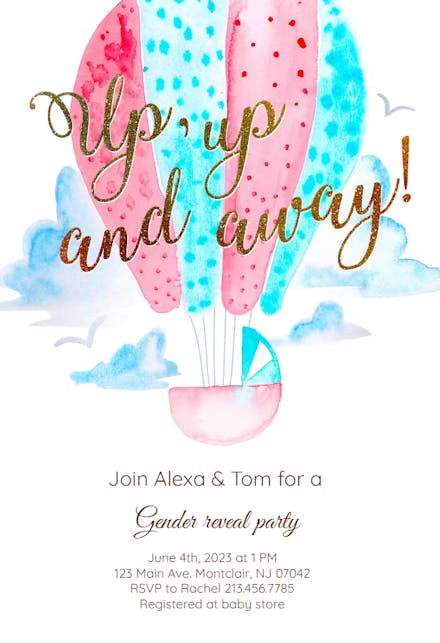 Air balloon - Baby Shower Invitation