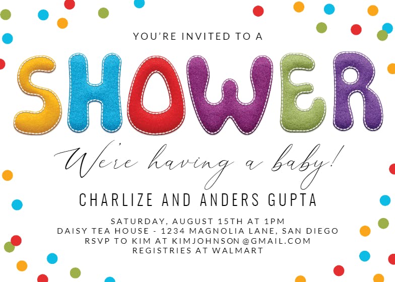 Alphabet - baby shower invitation