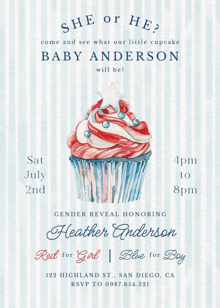 American flavor - gender reveal invitation