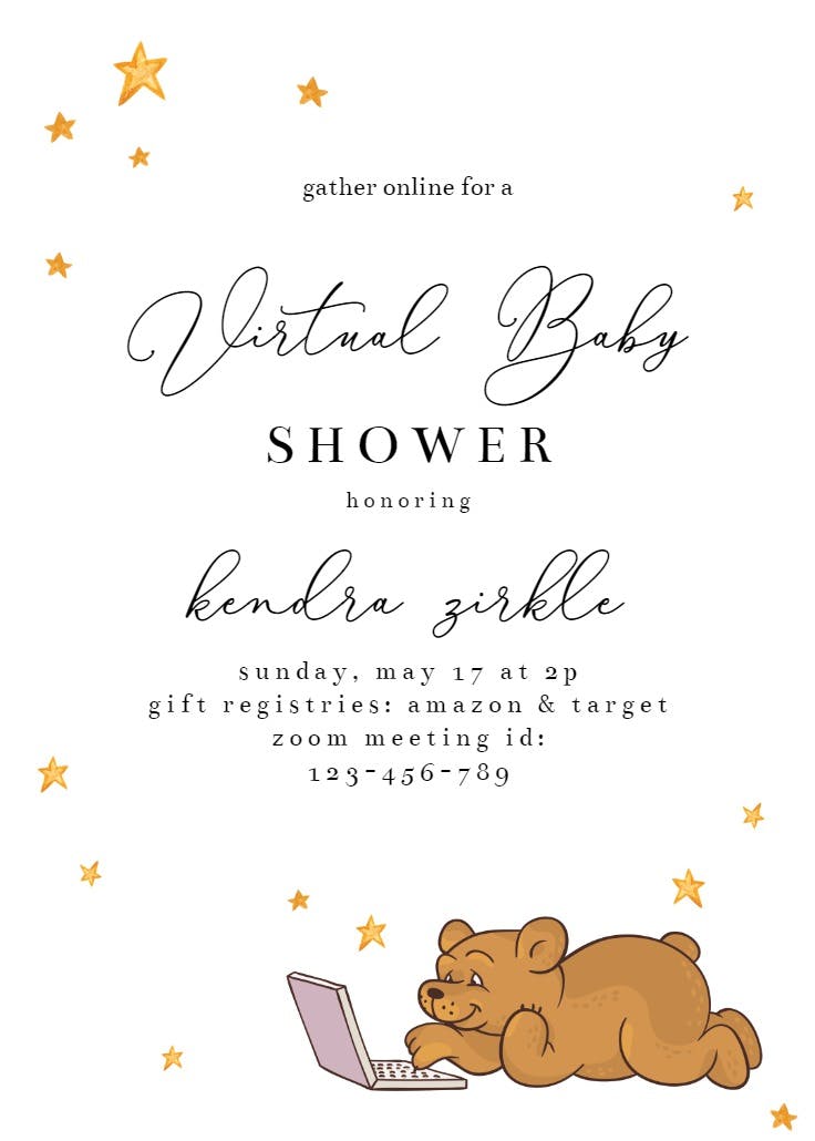 Animal laptop -  invitación para baby shower