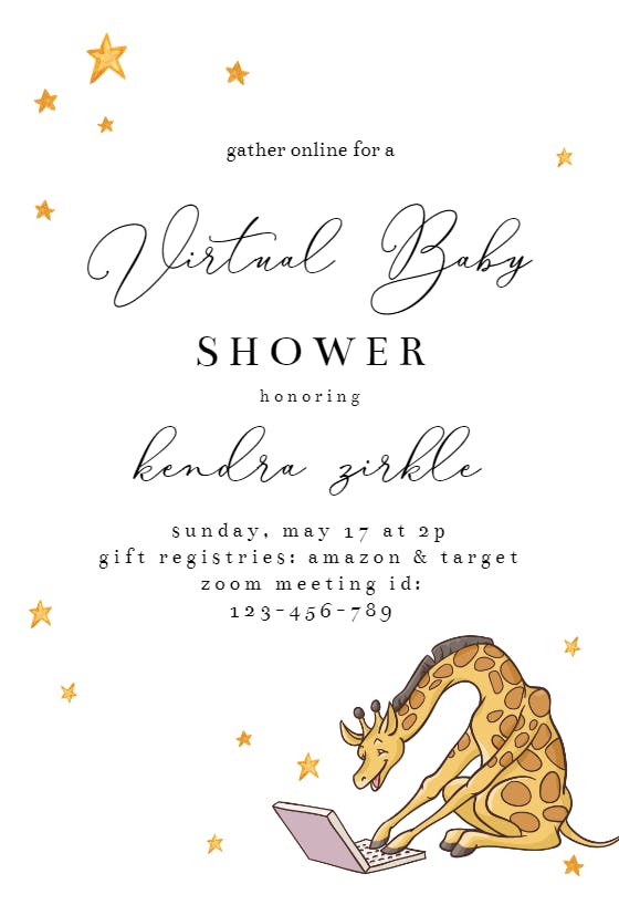 Animal laptop -  invitación para baby shower