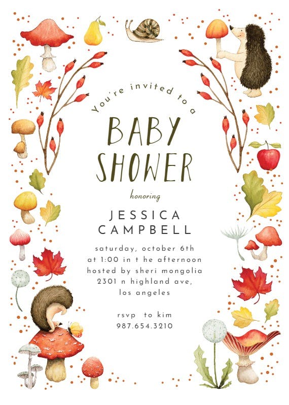 Autumn happiness -  invitación para baby shower de bebé niño gratis