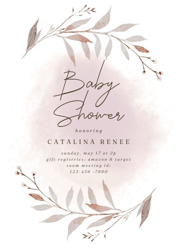Autumnal watercolor - baby shower invitation