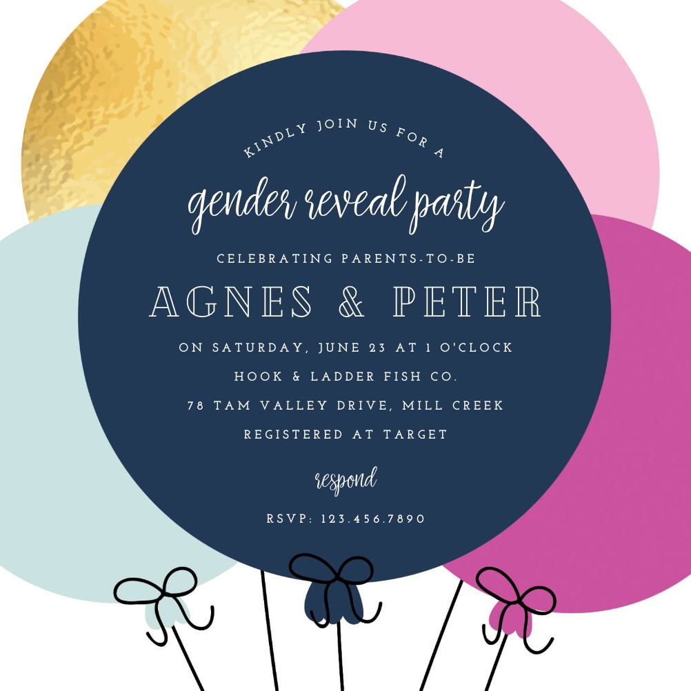 Baby Balloons - Gender Reveal Invitation Template (Free) | Greetings Island