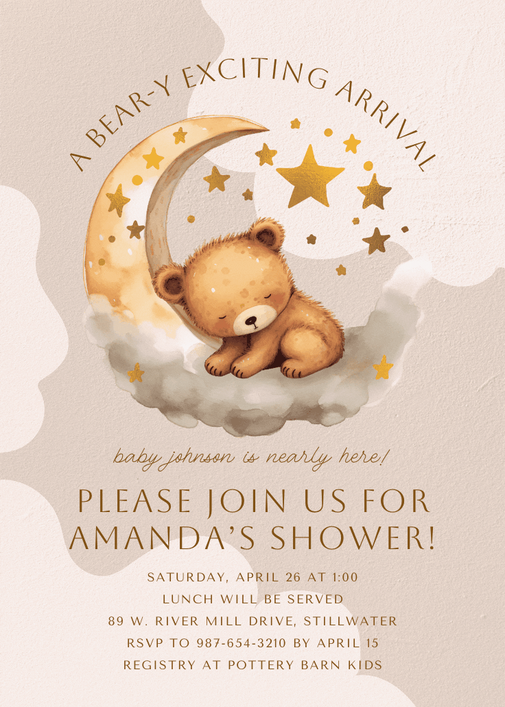 Baby bear - baby shower invitation