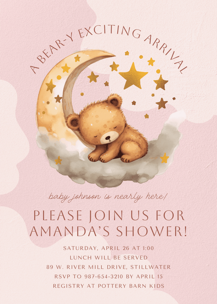Baby bear -  invitación para baby shower