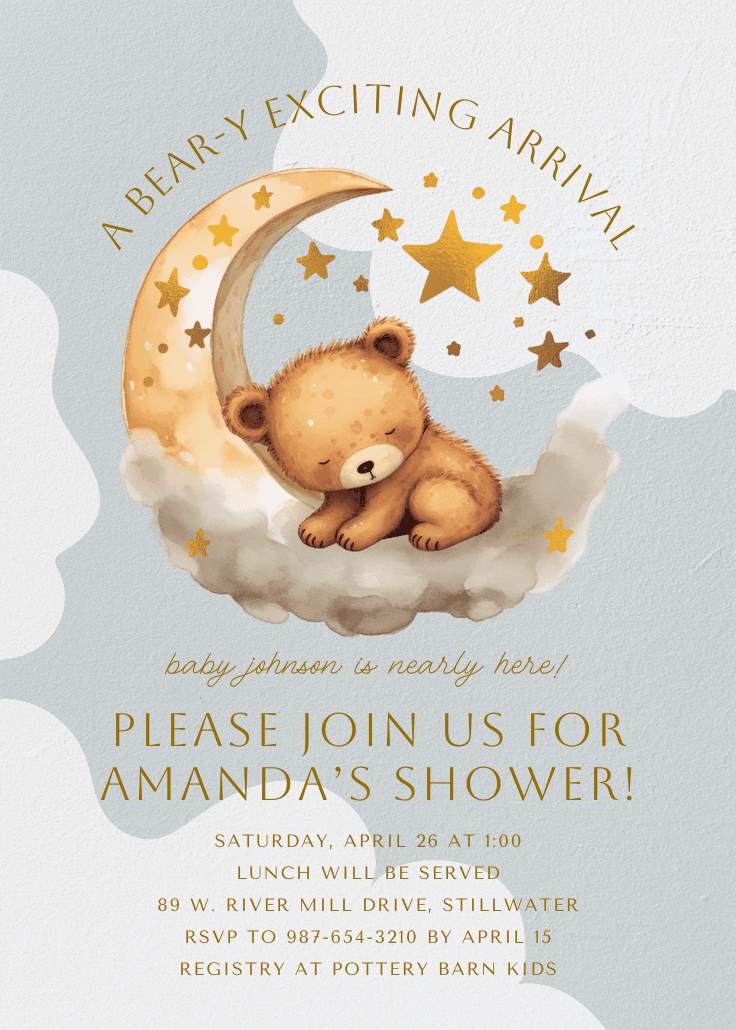 Baby bear -  invitación para baby shower