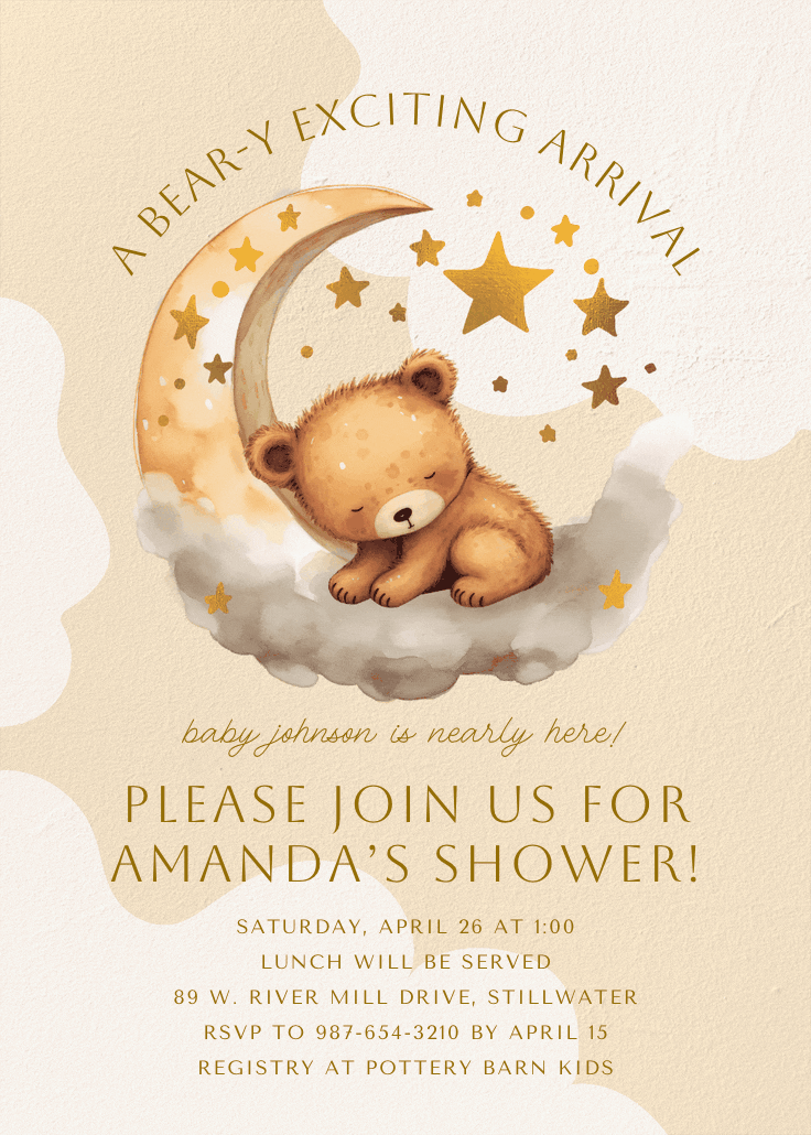 Baby bear -  invitación para baby shower