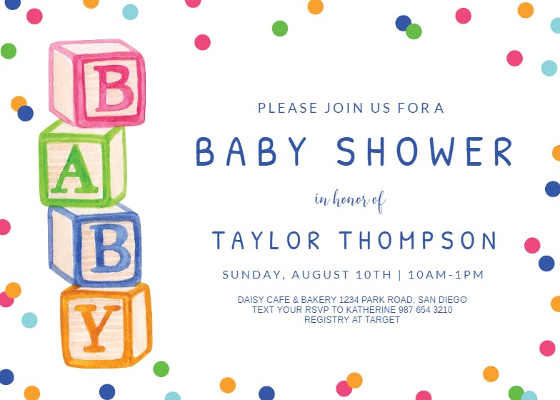 Baby blocks - baby shower invitation