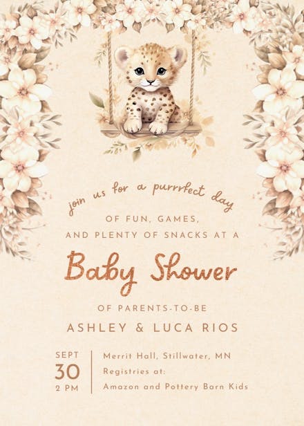 Baby cheetah - baby shower invitation