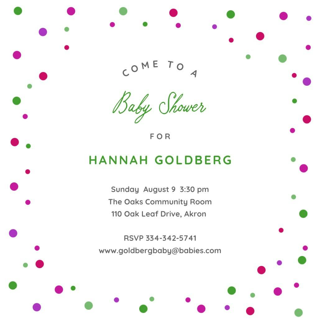 Baby dots - baby shower invitation