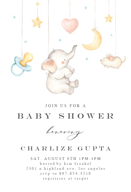 Elephant Baby Shower Invitation Templates Free Greetings Island