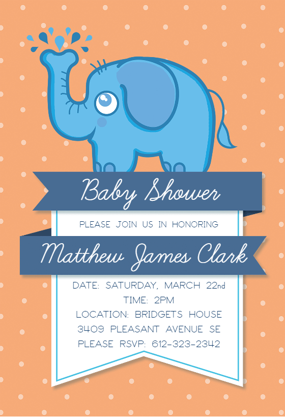 elephant themed invitation