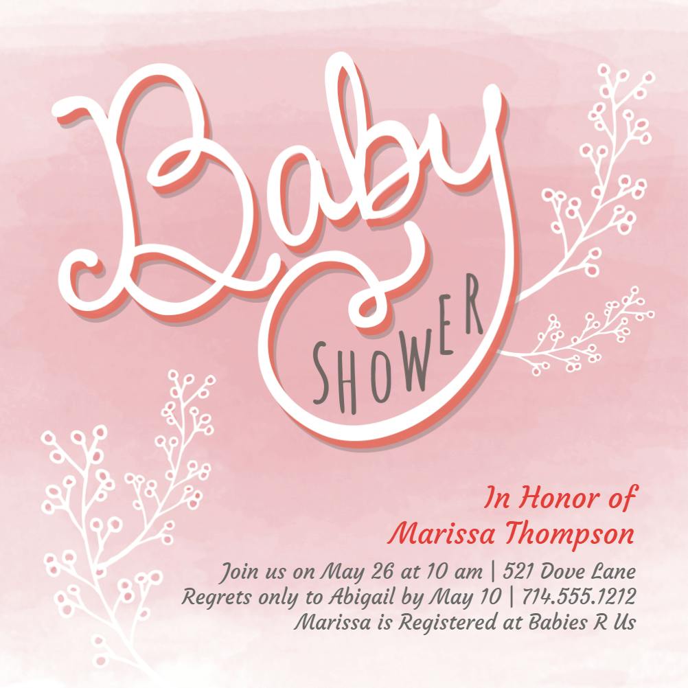 Baby flowers - baby shower invitation