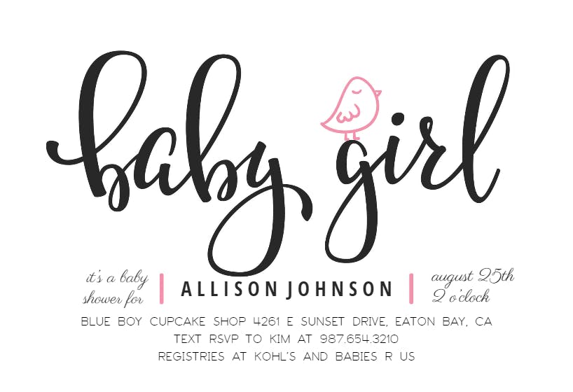 Baby gril -  invitación para baby shower de bebé niña gratis