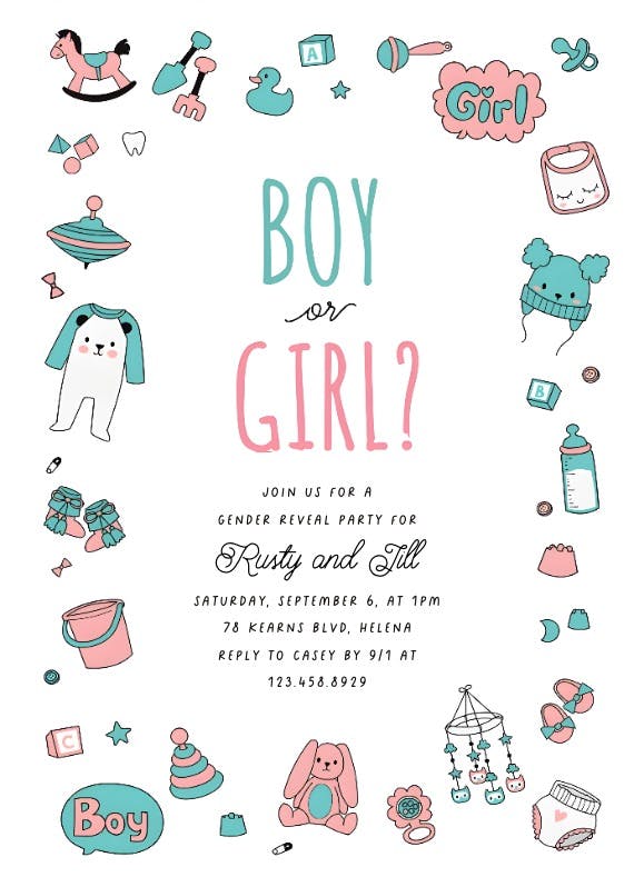Baby icons -  invitación de revelación de género