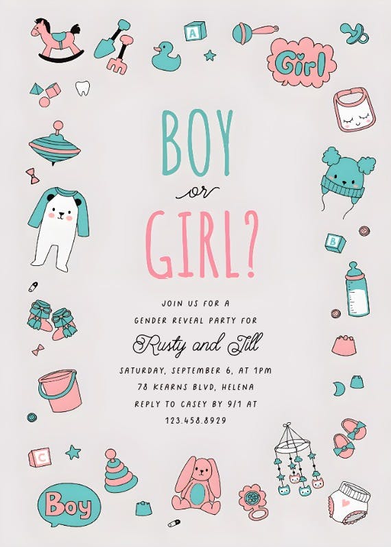 Baby icons - gender reveal invitation
