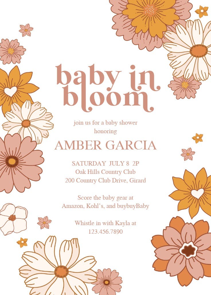 Baby in bloom - baby shower invitation