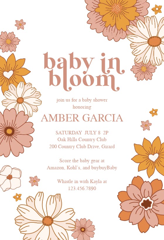 Baby in bloom -  invitación para baby shower