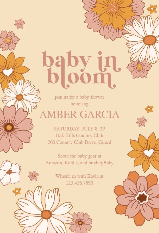 Baby in bloom - baby shower invitation