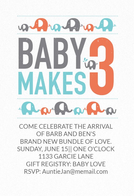 Baby makes 3 -  invitación para baby shower