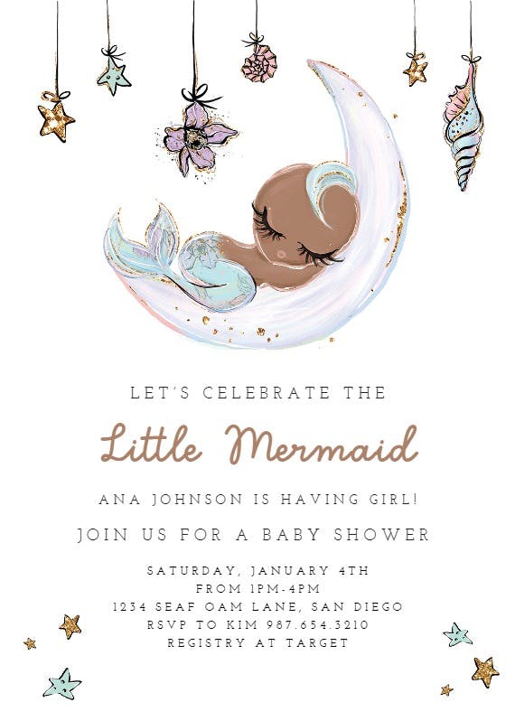 Baby mermaid -  invitación para baby shower