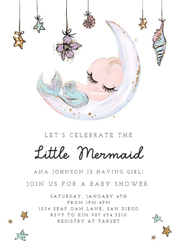 Baby mermaid - baby shower invitation