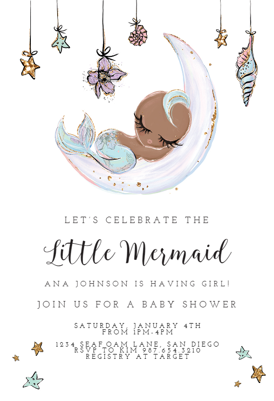 Mermaid Baby Shower Invitation 