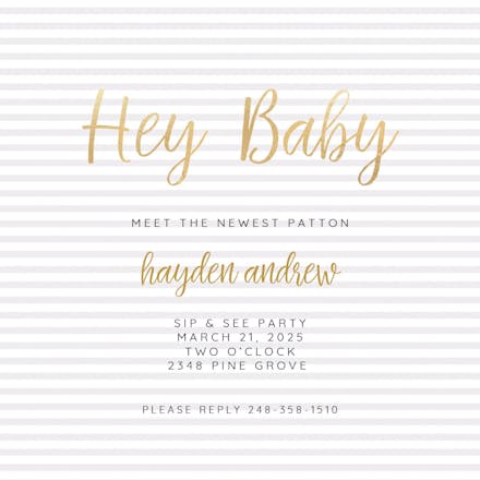 Baby stripes - sip & see invitation