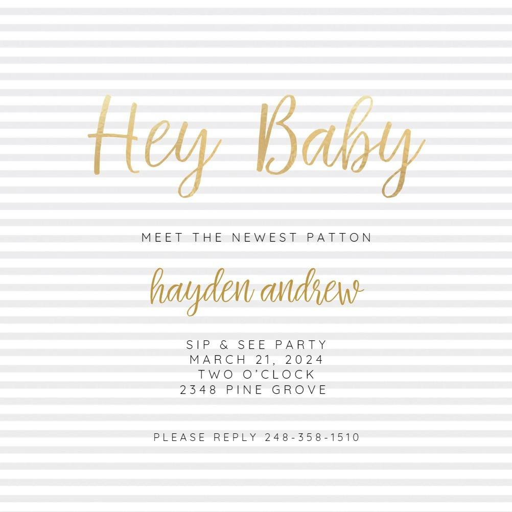 Baby stripes - baby shower invitation