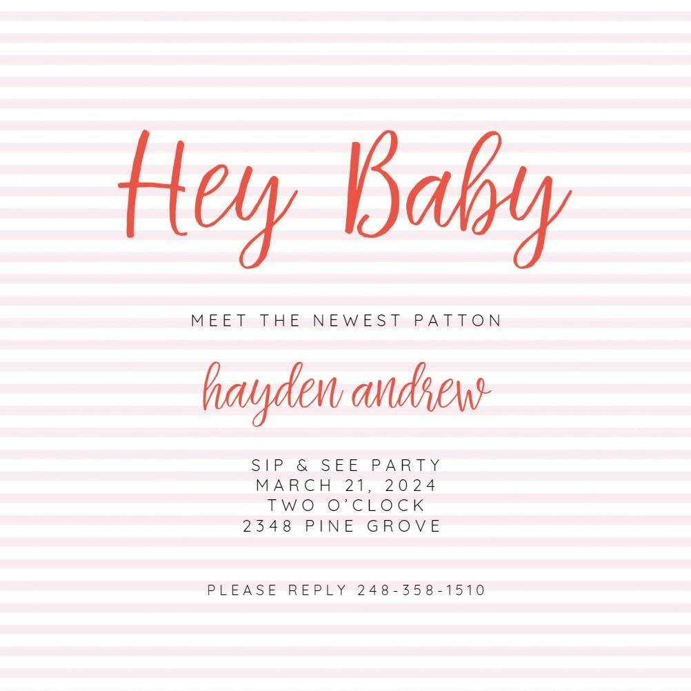 Baby stripes -  invitación para baby shower