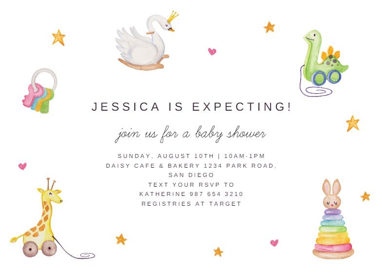 Baby toys - baby shower invitation