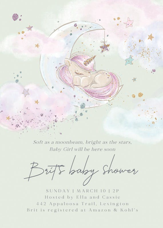 Baby unicorn -  invitación para baby shower