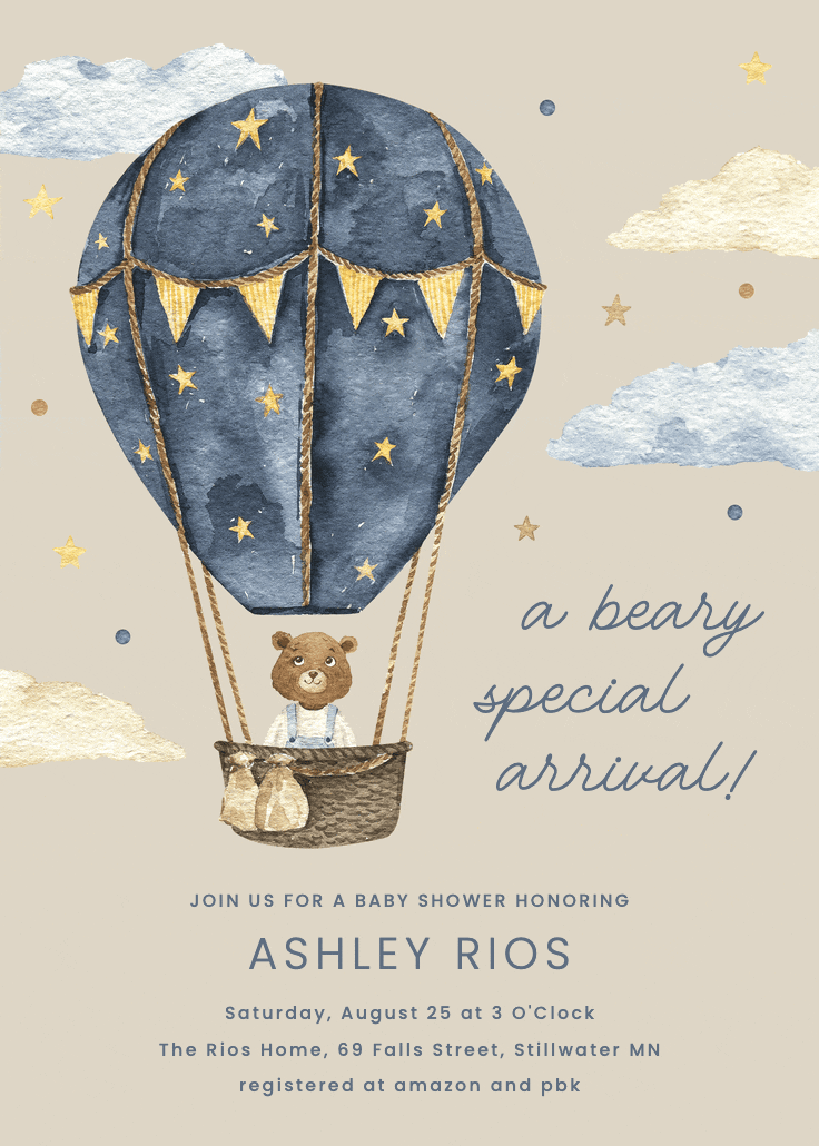 Beary special - printable party invitation