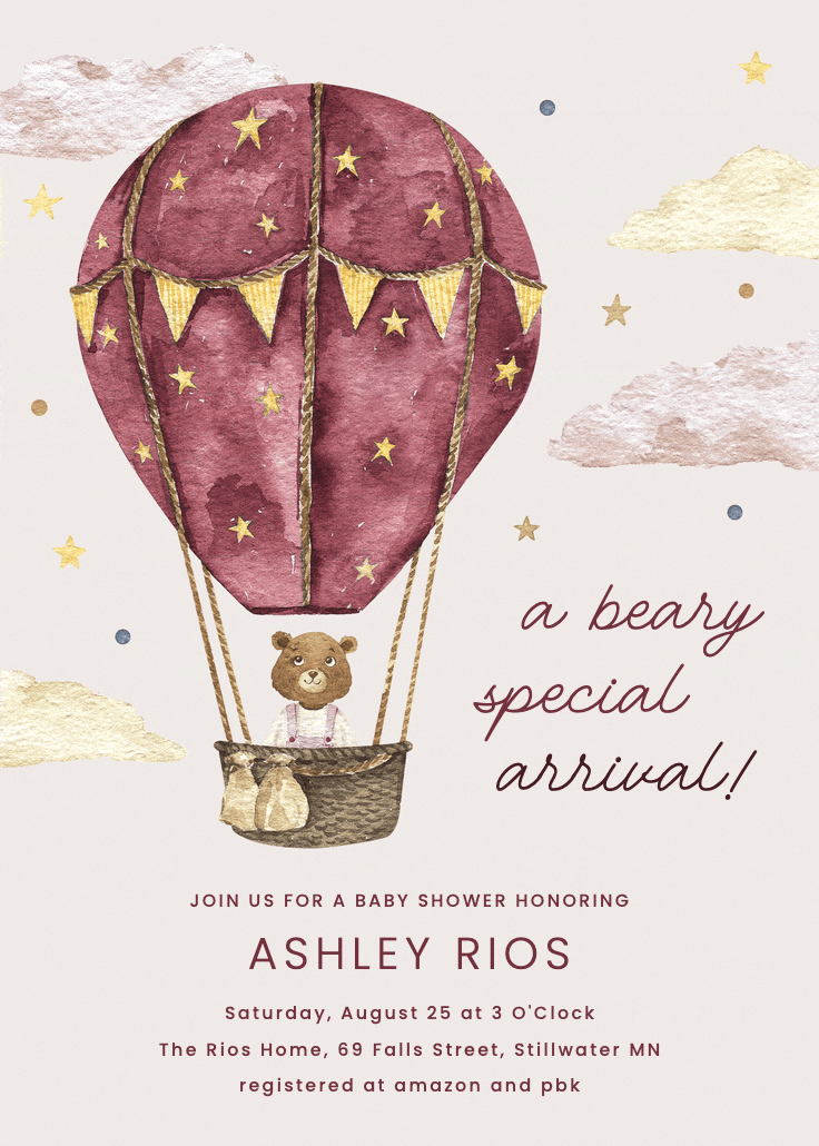 Beary special - printable party invitation
